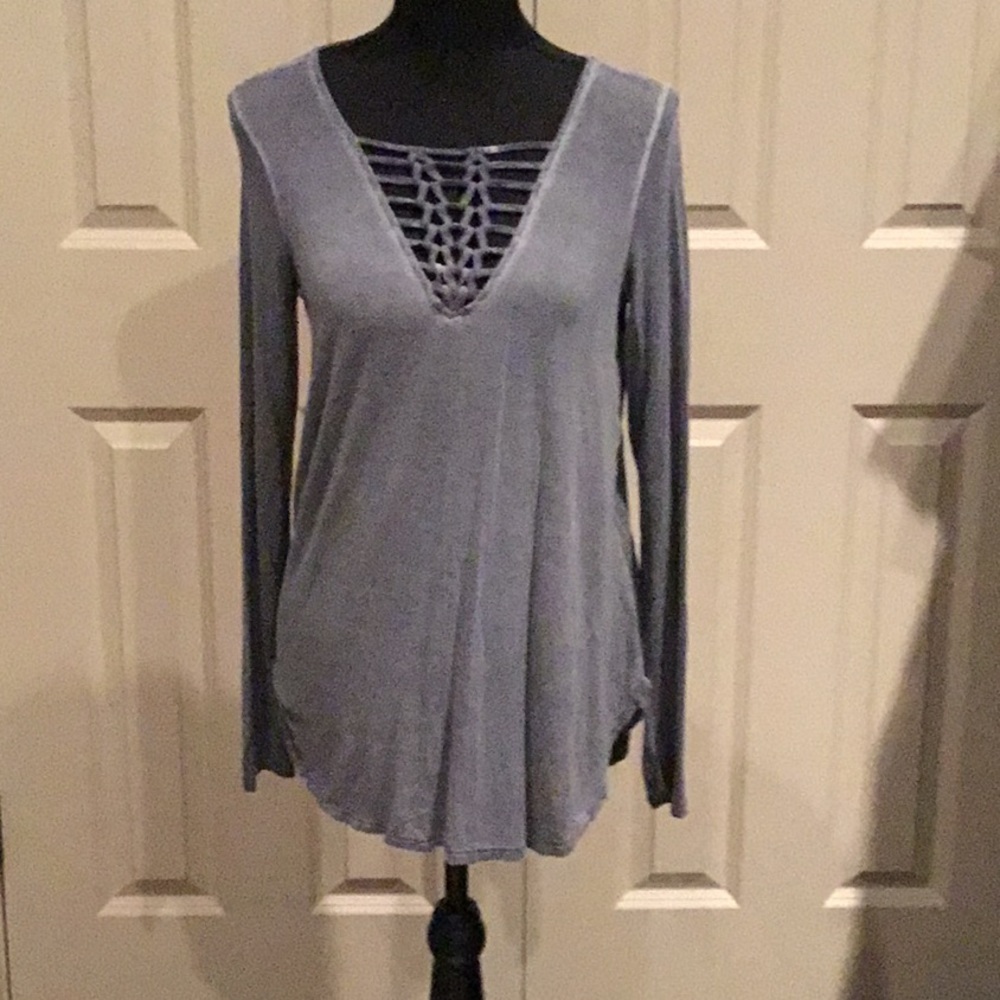 Long sleeve cross front top